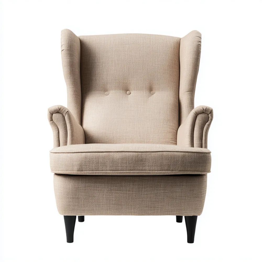 Poltrona con Schienale Alto 80x90x100 cm – Beige – Design Classico