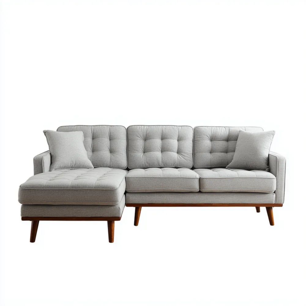 Divano angolare tessuto 250x160x85 cm - Grigio Chiaro - Design moderno