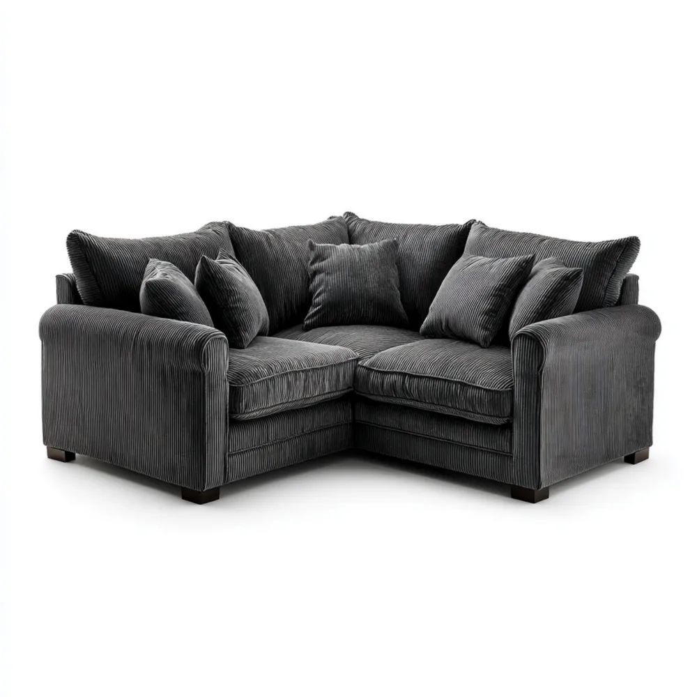 Divano angolare in tessuto 250x250x90 cm – Grigio Antracite – Design moderno
