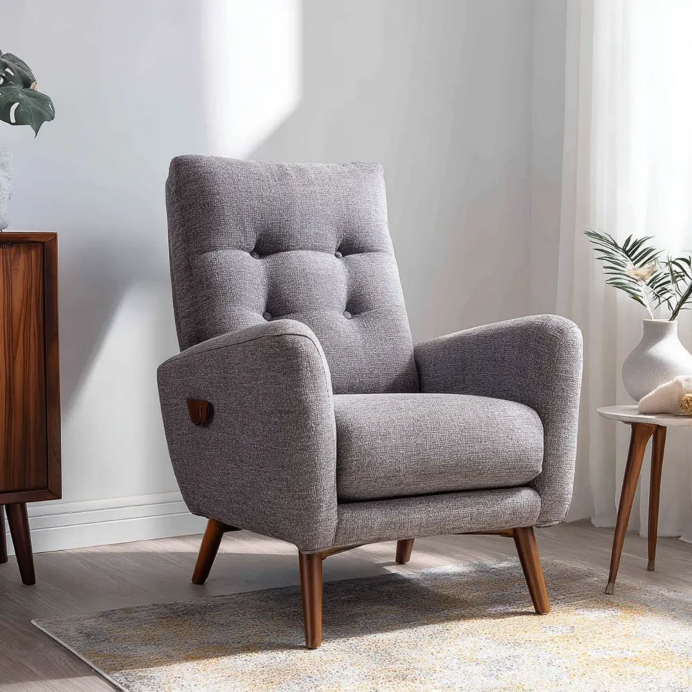 Poltrona Imbottita in Tessuto 80x90x100 cm - Grigio - Design Contemporaneo