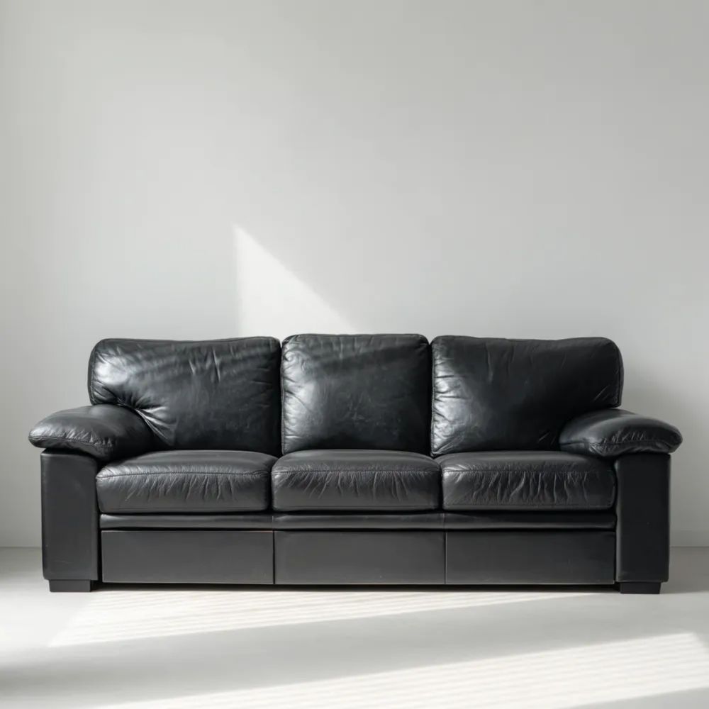 Divano a tre posti in Pelle 200x90x80 cm - Nero - Design Moderno