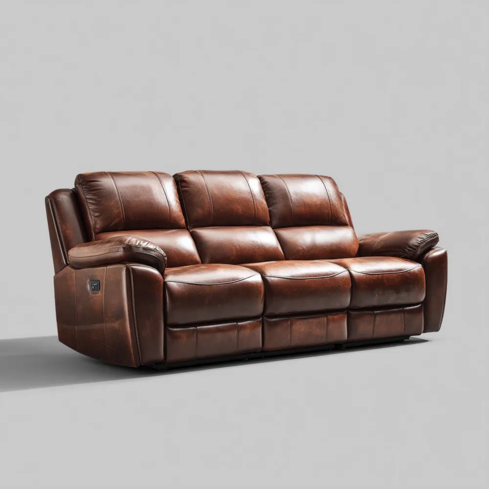 Divano a tre posti in pelle 210x95x85 cm Marrone – Design moderno