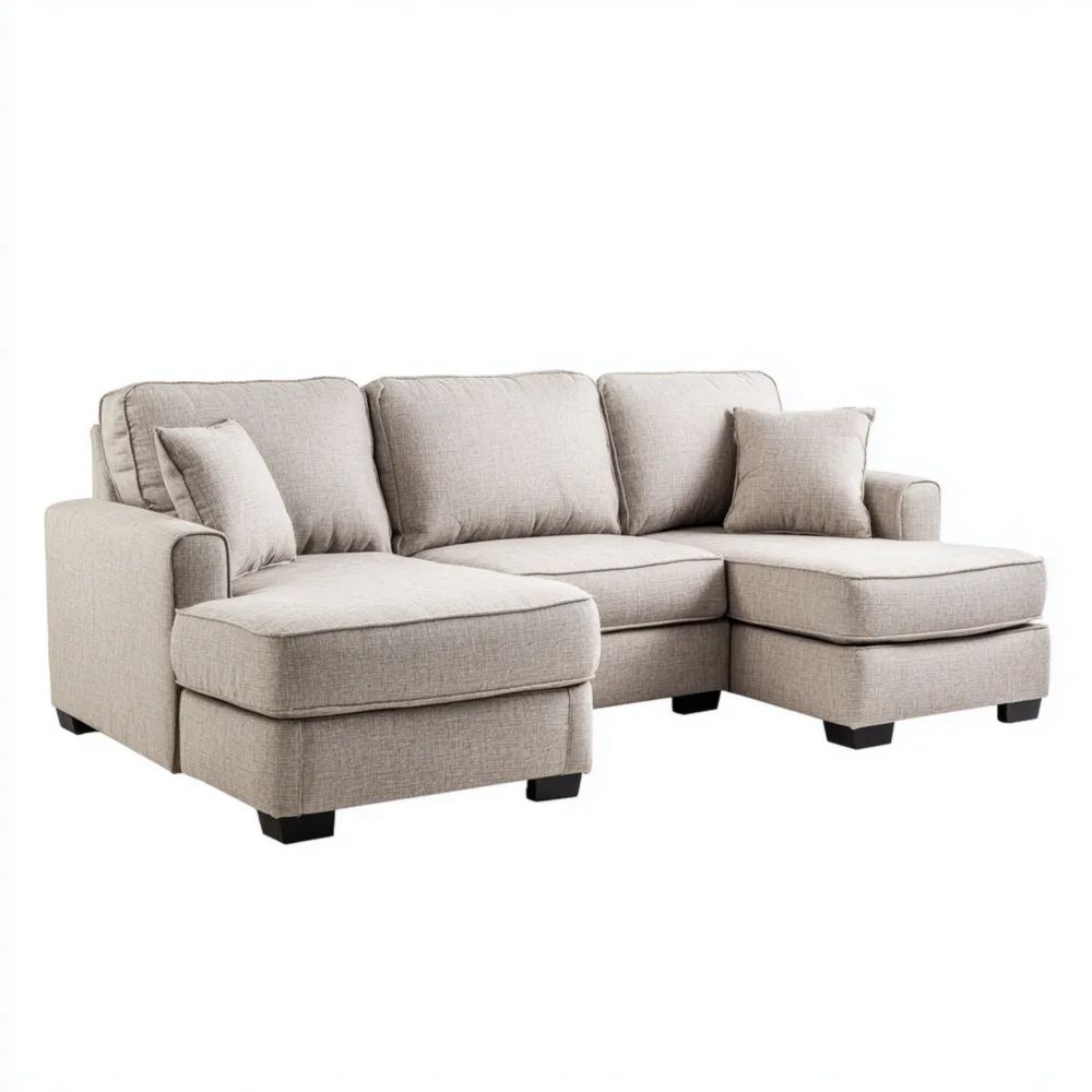 Divano angolare in tessuto 275x150x90 cm - Grigio chiaro