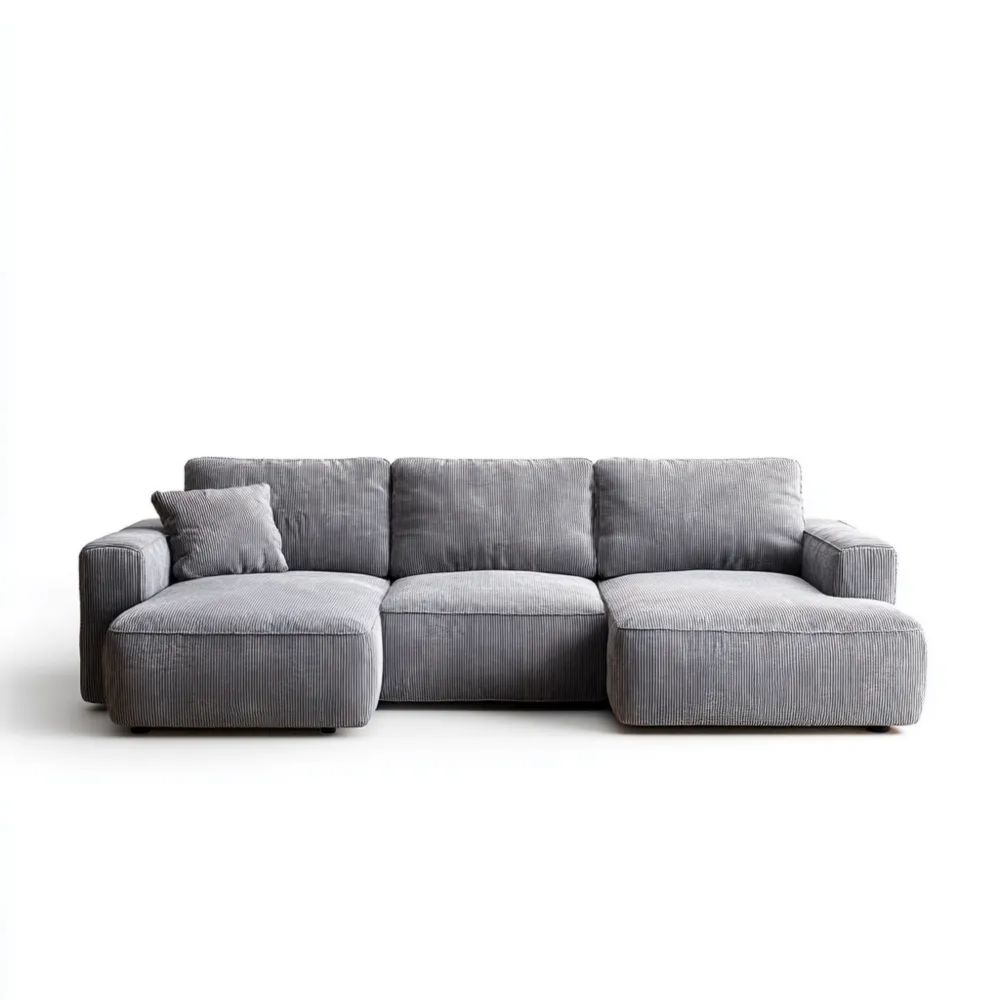 Divano angolare imbottito in tessuto 290x95x85 cm - Grigio - Design Moderno