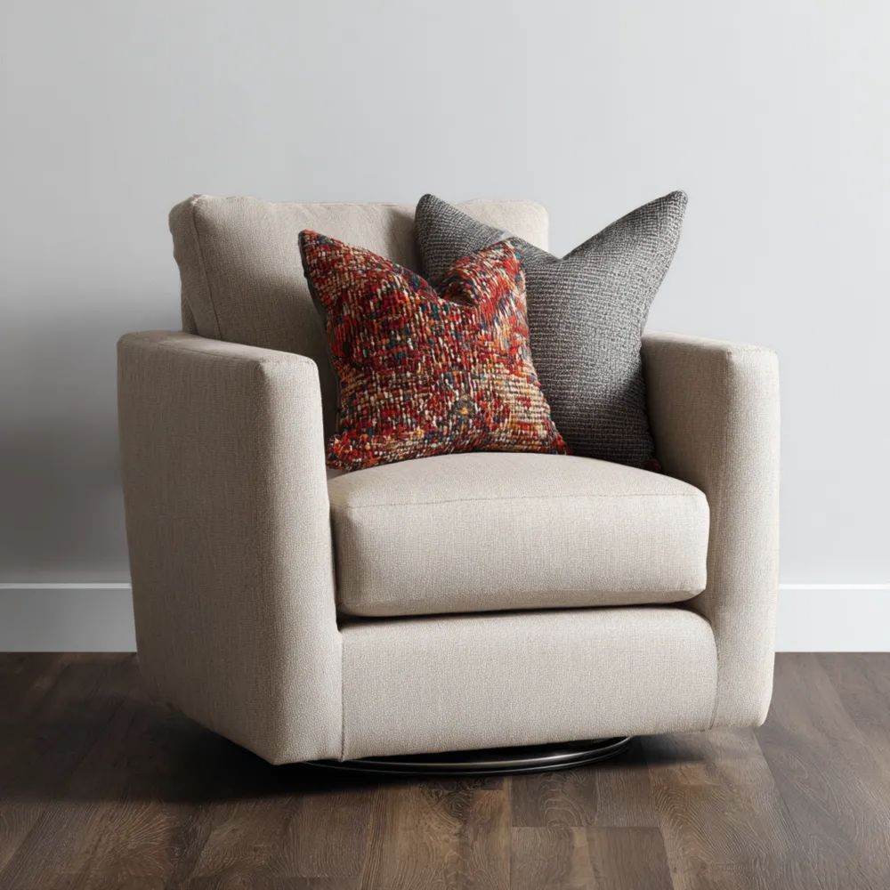 Poltrona Girevole Tessuto Beige 80x85x90 cm – Design Moderno