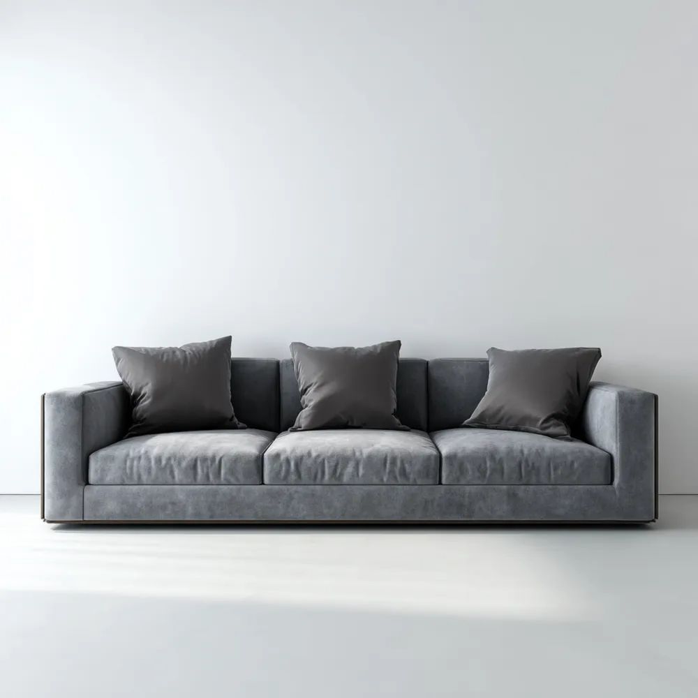 Divano a tre posti 210x95x80 cm in tessuto morbido - Grigio Scuro - Design Moderno
