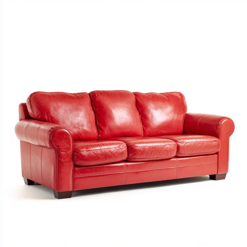 Divano a tre posti in pelle 220x90x95 cm - Rosso