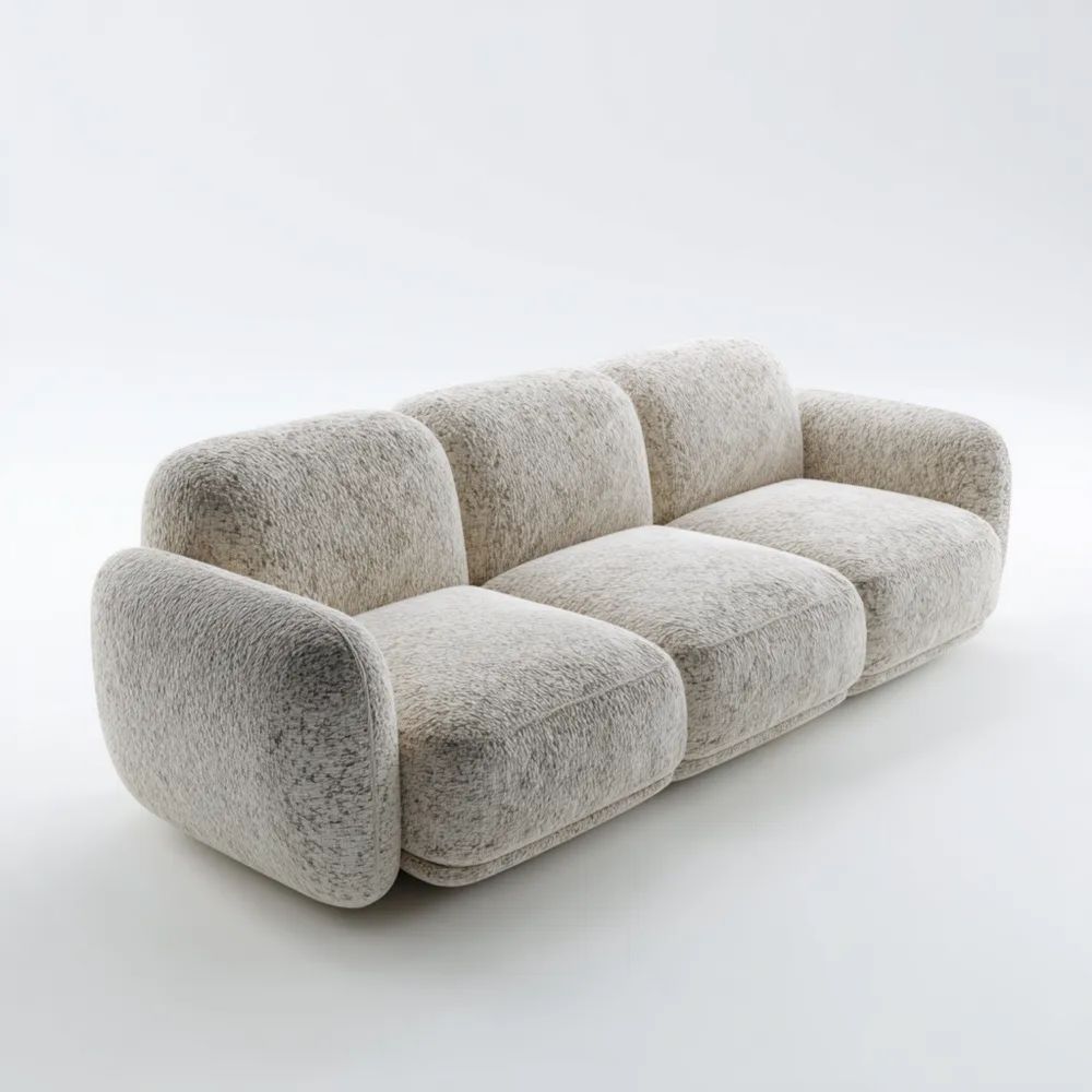 Divano a tre posti in tessuto Bouclé 210x90x75 cm – Bianco – Design Contemporaneo