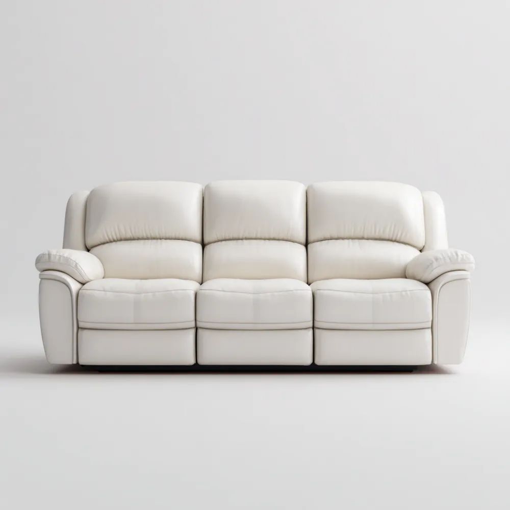 Divano a tre posti in pelle 210x90x100 cm - Bianco - Design Moderno