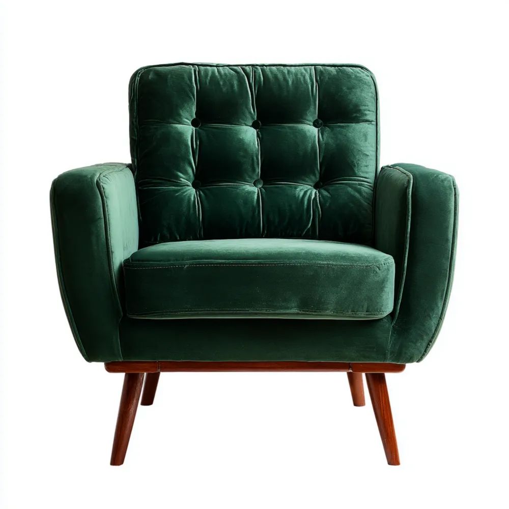 Poltrona in Velluto Verde 85x90x80 cm – Design Moderno