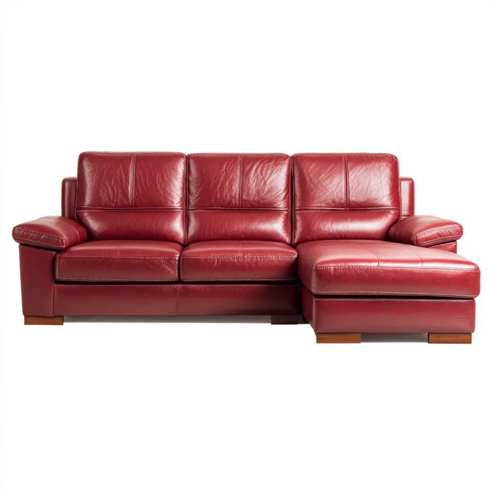 Divano angolare in pelle 240x160x85 cm - Rosso - Design moderno