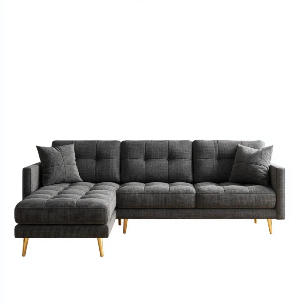 Divano angolare in tessuto 250x150x85 cm - Antracite - Design moderno