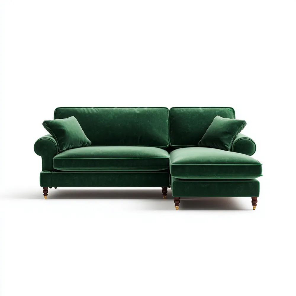 Divano angolare in velluto 200x90x85 cm - Verde Scuro