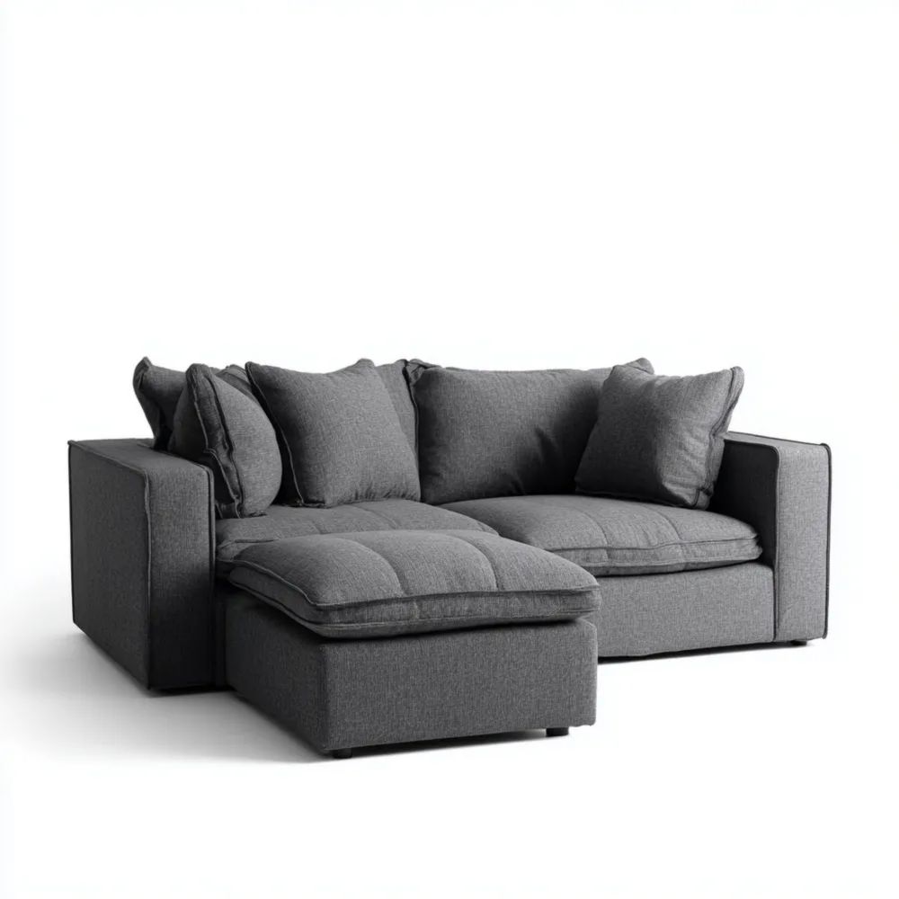 Divano angolare in tessuto 250x150x90 cm - Antracite - Design moderno