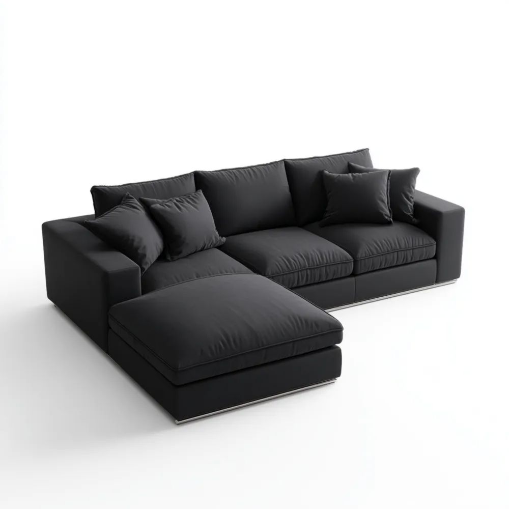 Divano angolare in tessuto 300x200x90 cm - Nero - Design moderno