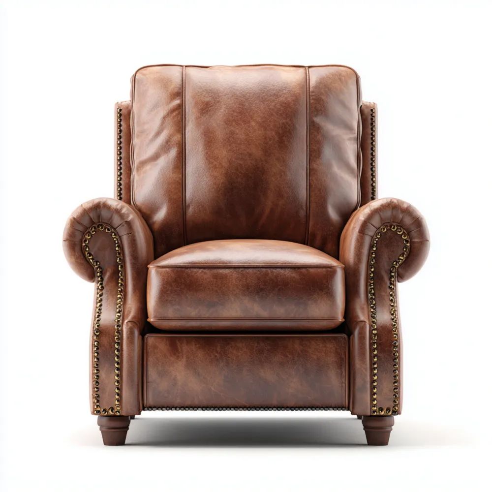 Poltrona Classica in Pelle 85x90x100 cm - Marrone