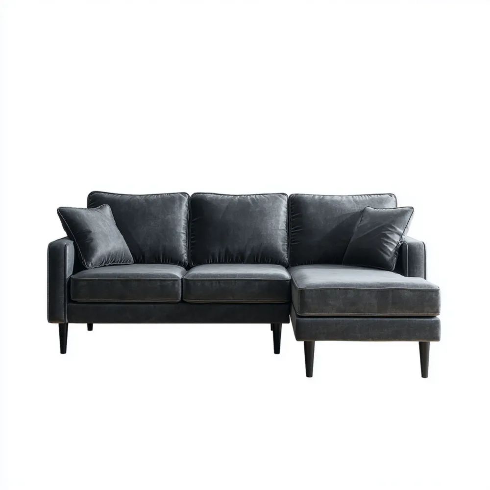 Divano Angolare in Pelle 200x90x85 cm - Nero - Design Moderno