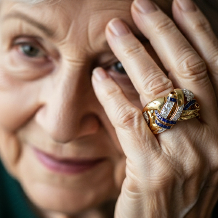 Vintage zlatý prsten s modrým zirkonem-Eleanor Hart CZ