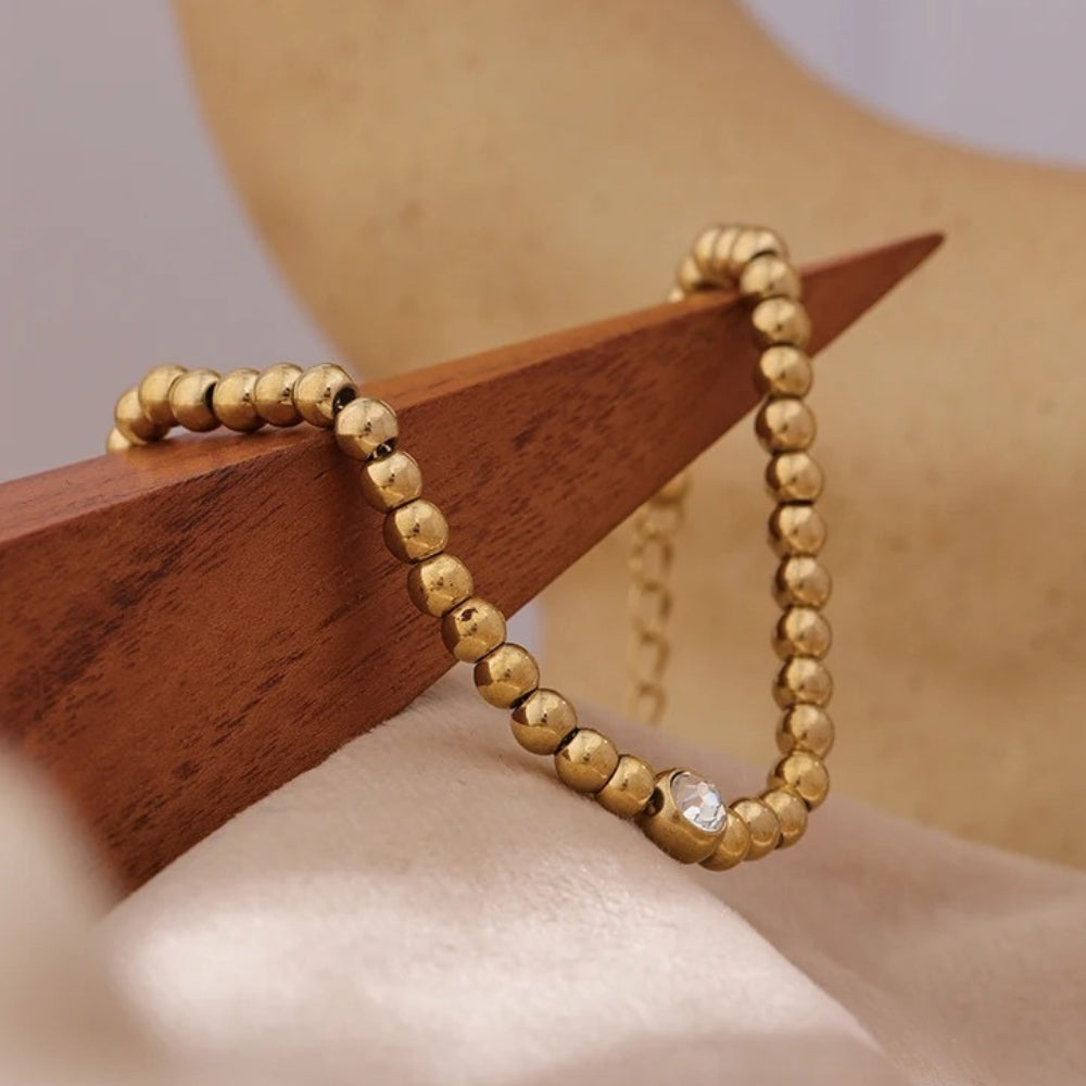 Vintage zlatý korálkový náramek s krystaly-Eleanor Hart CZ