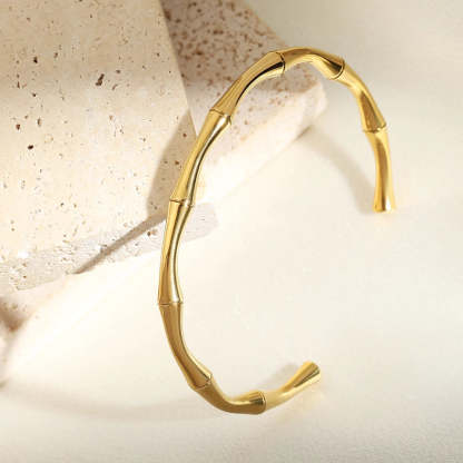 Vintage zlatý bambusový náramek-Eleanor Hart CZ