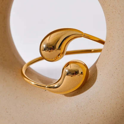 Arany abstraktní kapkový tvar manžetový nastavitelný náramek-Eleanor Hart CZ