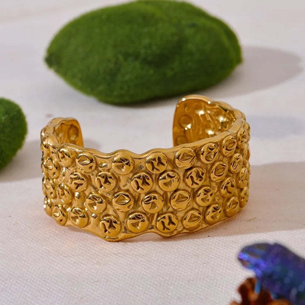 Vintage abstraktní zlatý tlustý otevřený náramek-Eleanor Hart CZ