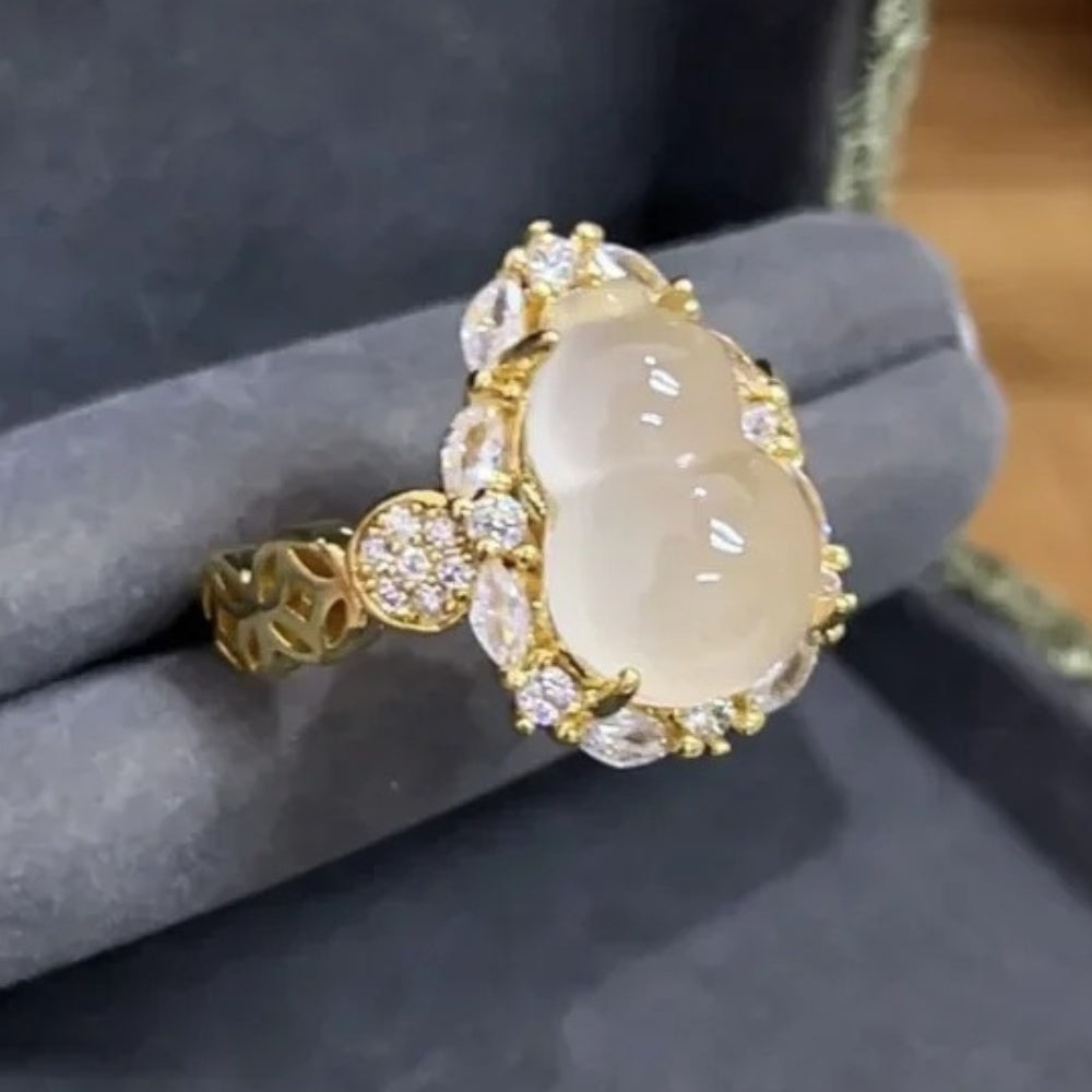 Nekonečné zlato a měsíční kámen, oválný hrozen diamantového prstenu-Eleanor Hart CZ
