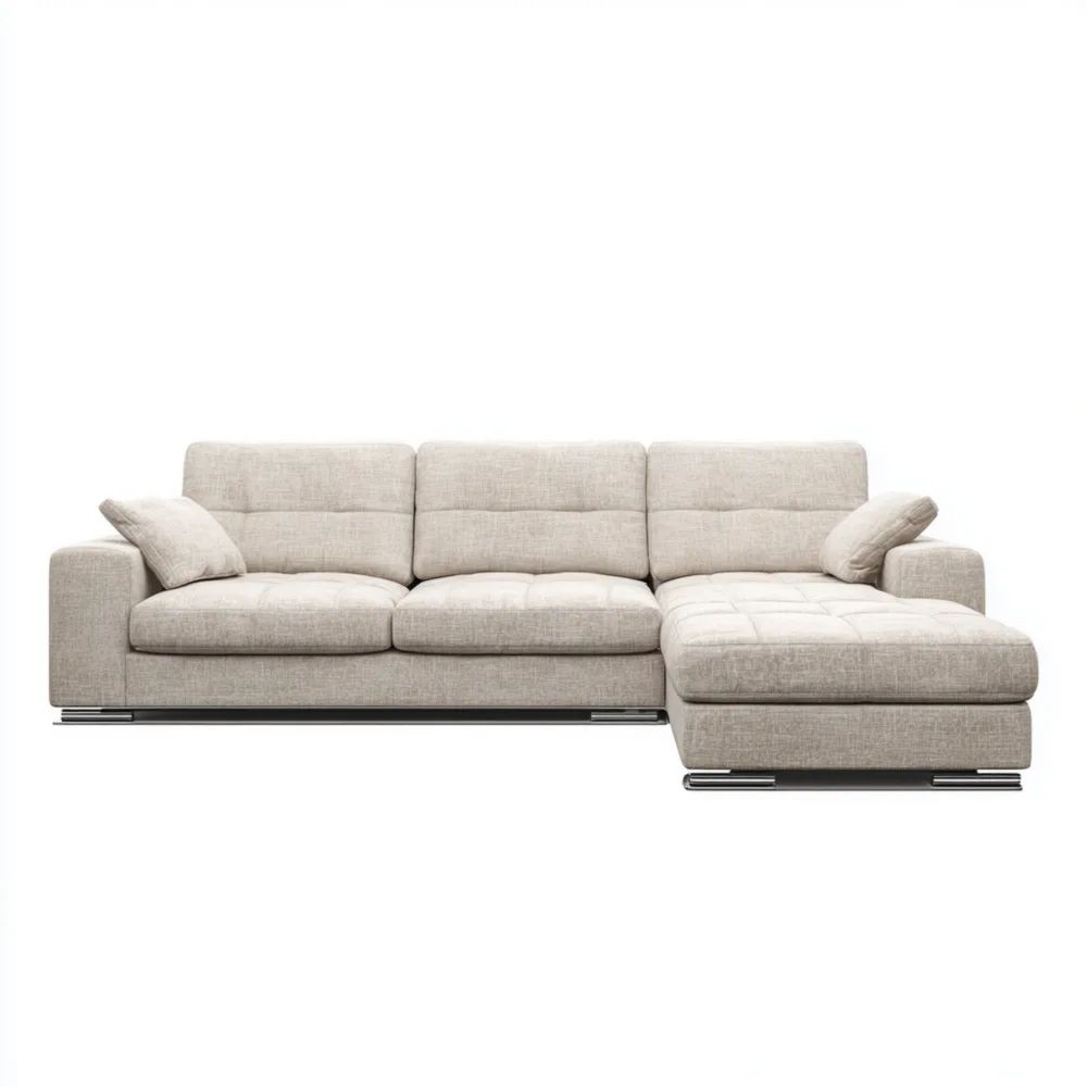 Divano angolare in tessuto Beige 280x160x85 cm - Design moderno