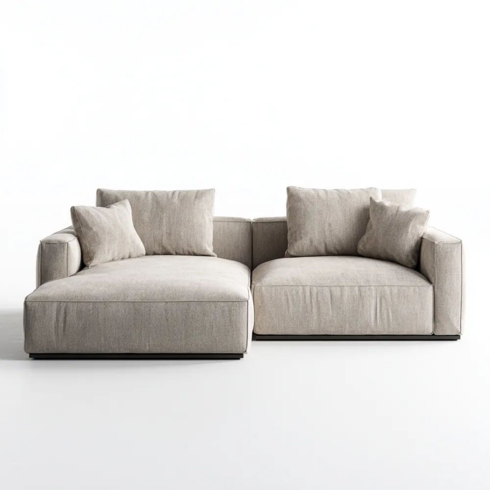 Divano angolare in tessuto 250x150x90 cm – Beige – Design moderno