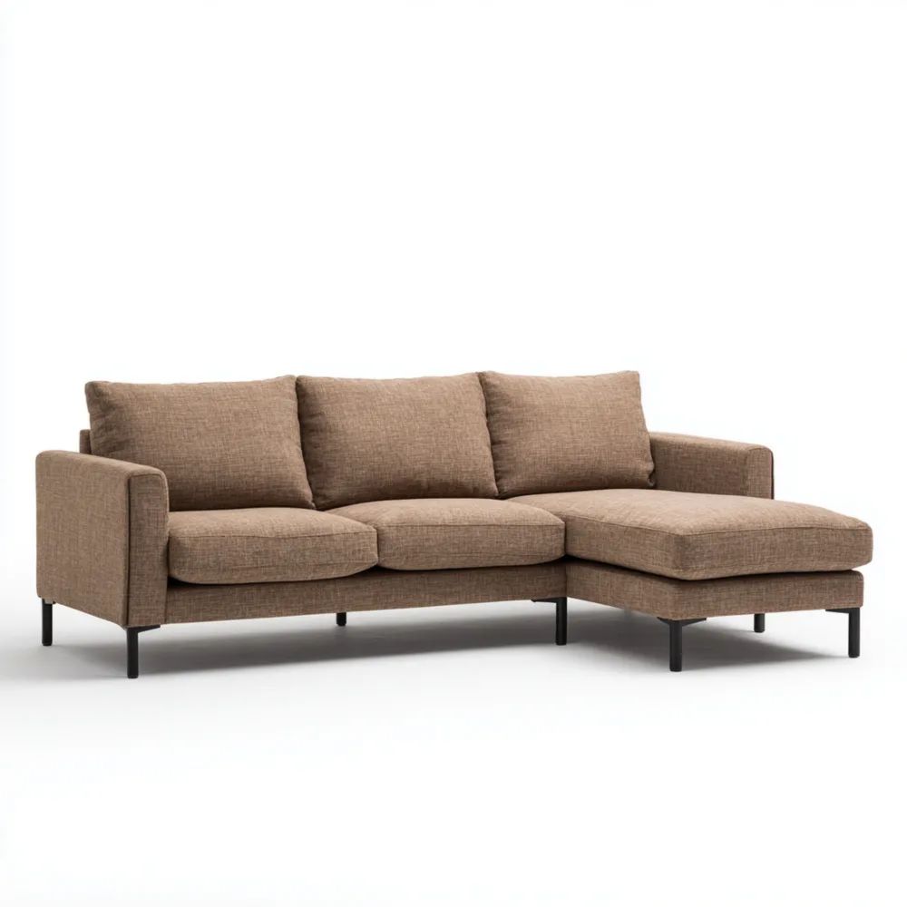 Divano angolare tessuto 280x160x80 cm - Marrone - Design moderno