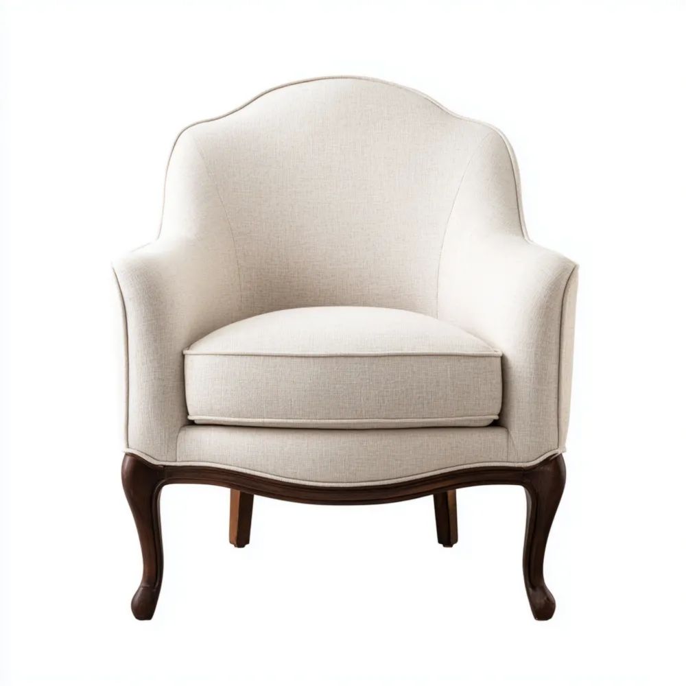 Poltrona Classica in Tessuto 85x90x95 cm - Crema - Design Elegante