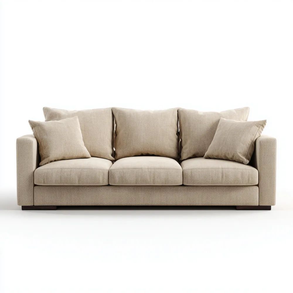 Divano tre posti 210x90x85 cm in tessuto Beige - Design moderno