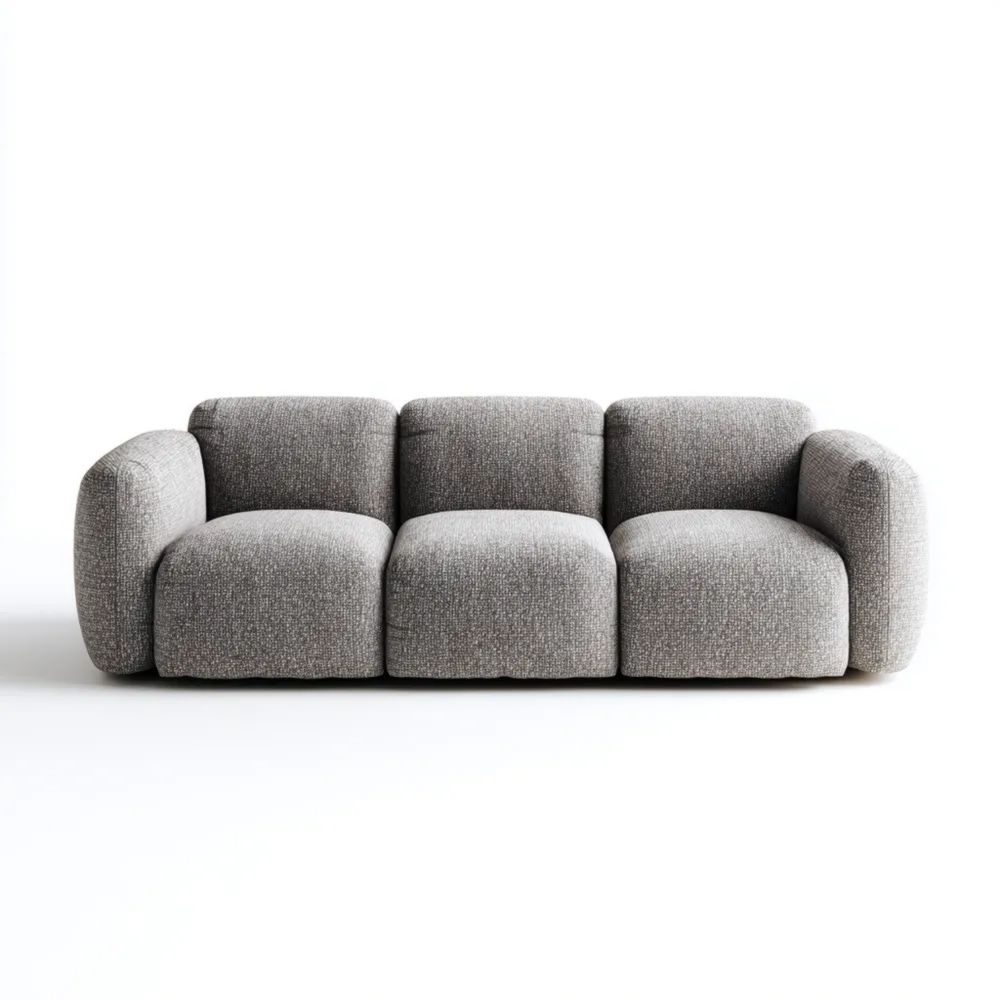 Divano a tre posti in tessuto 200x90x75 cm - Grigio chiaro - Design moderno