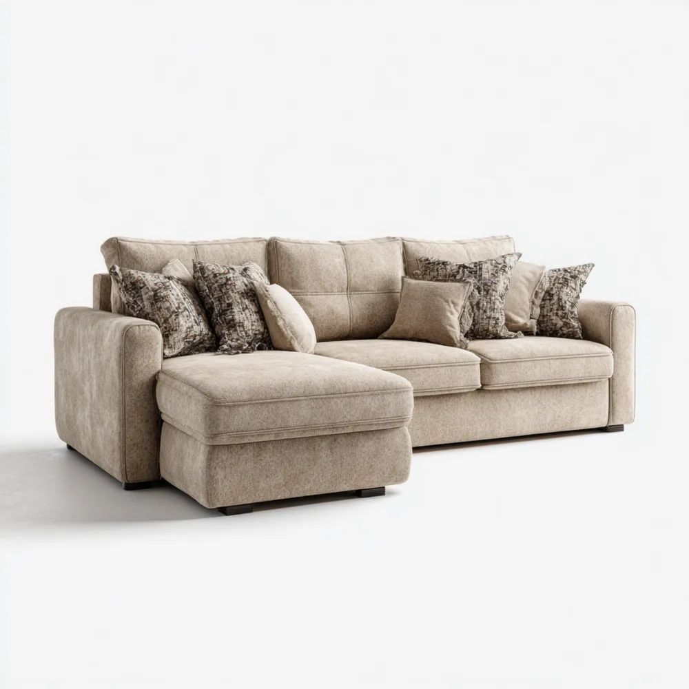 Divano angolare in tessuto 250x160x85 cm - Beige