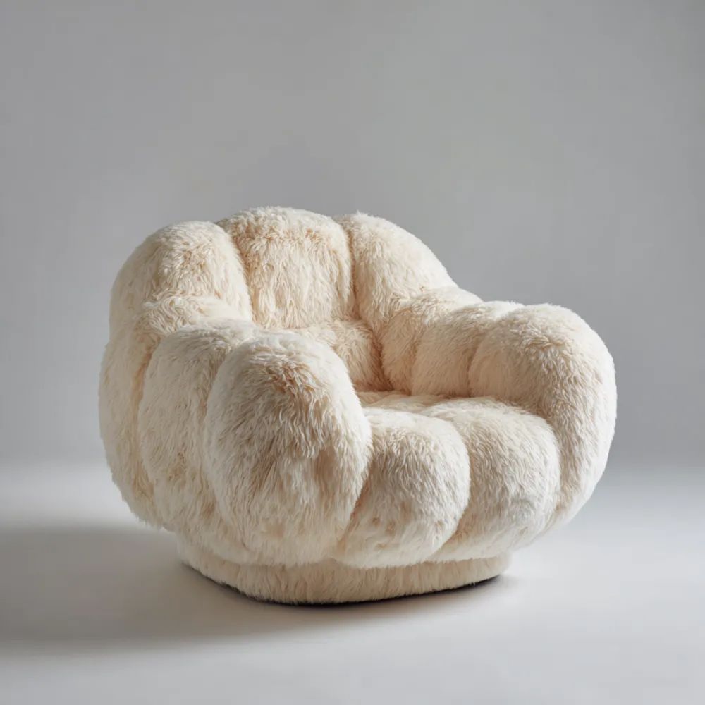 Poltrona Peluche Rotonda – 85x85x75 cm – Design Moderno