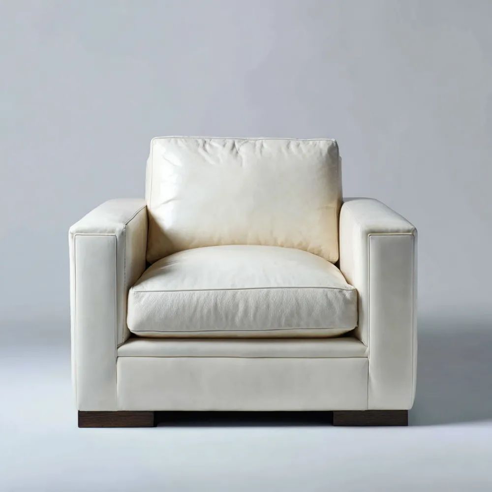 Poltrona in pelle 90x85x75 cm - Crema - Design Moderno