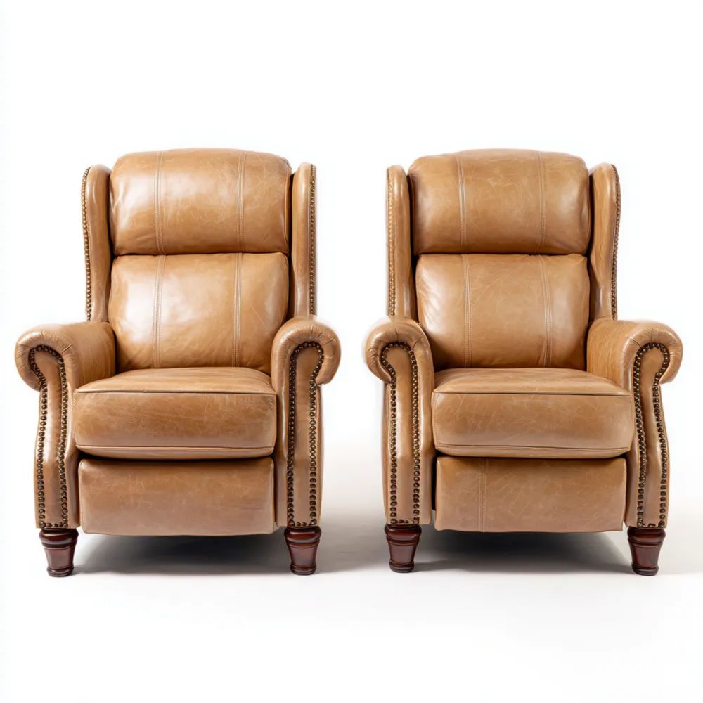 Poltrone reclinabili in pelle 90x85x110 cm – Marrone – Design classico