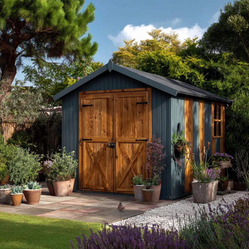 Casetta da giardino in legno 300x250x220 cm - Naturale/Grigio Scuro - Design tradizionale