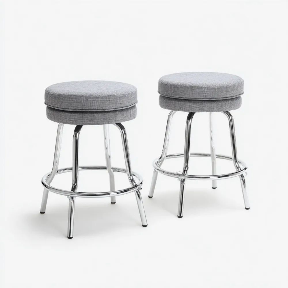 Sgabelli da bar  ø35x70 cm - Metallo cromato e Tessuto Grigio - Design moderno