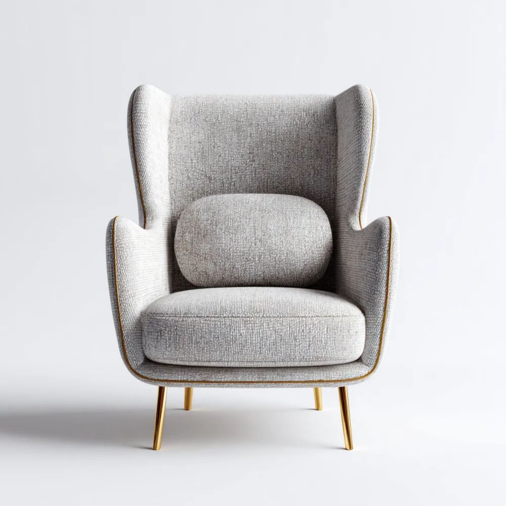 Poltrona imbottita moderna in tessuto Grigio 85x90x100 cm – Design elegante