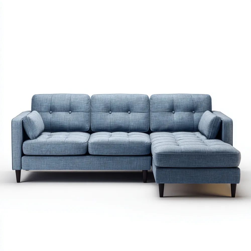 Divano Angolare in Tessuto 250x180x90 cm - Blu - Design Moderno