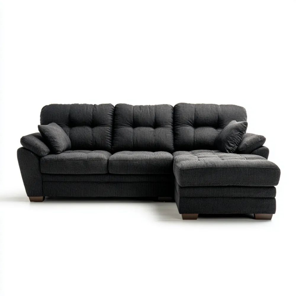 Divano ad angolo tessuto 250x150x90 cm - Nero - Design moderno