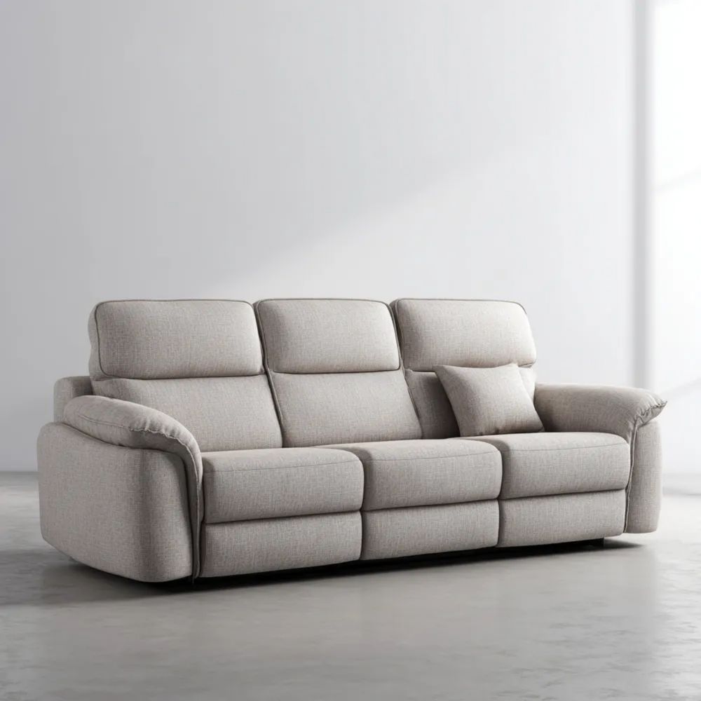 Divano a tre posti 200x90x100 cm - Tessuto morbido - Grigio Chiaro - Design moderno