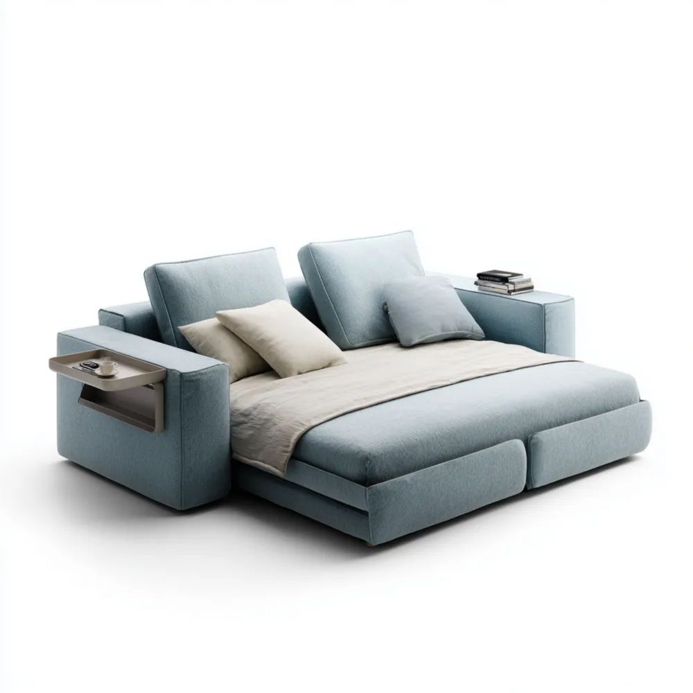 Schlafsofa 200x140x90 cm – Hellblau – Multifunktionales Design