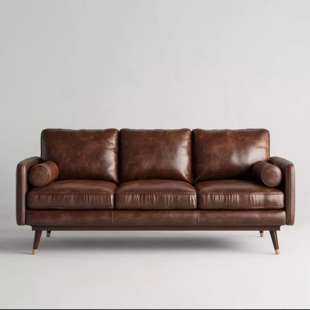 3-Sitzer-Sofa aus Kunstleder 200x85x80 cm – Dunkelbraun – Klassisches Design