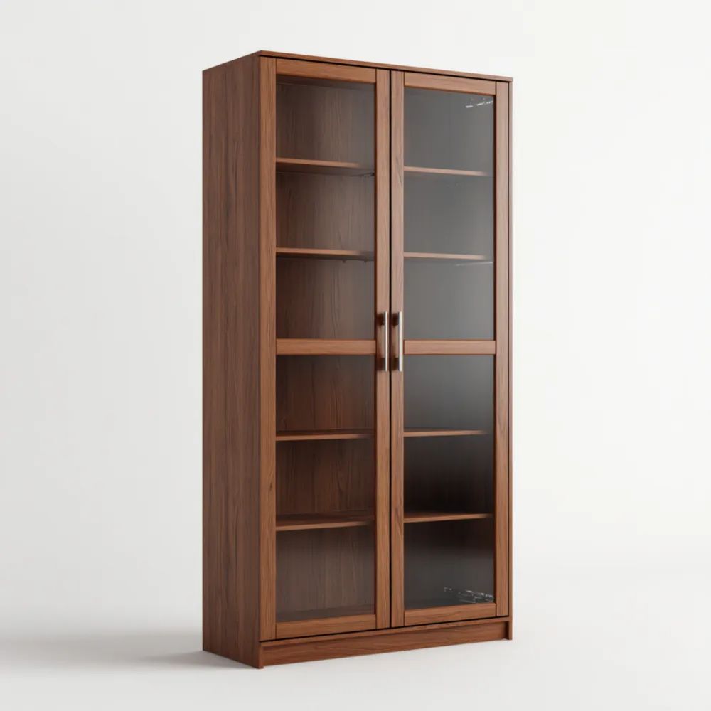 Vitrine aus Walnussholz mit Glastüren – 80x40x200 cm – Modernes Design