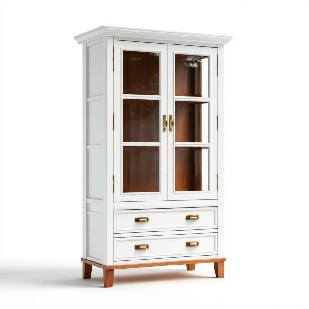 Vitrine Holz 120x40x200 cm - Weiß - Klassisches Design