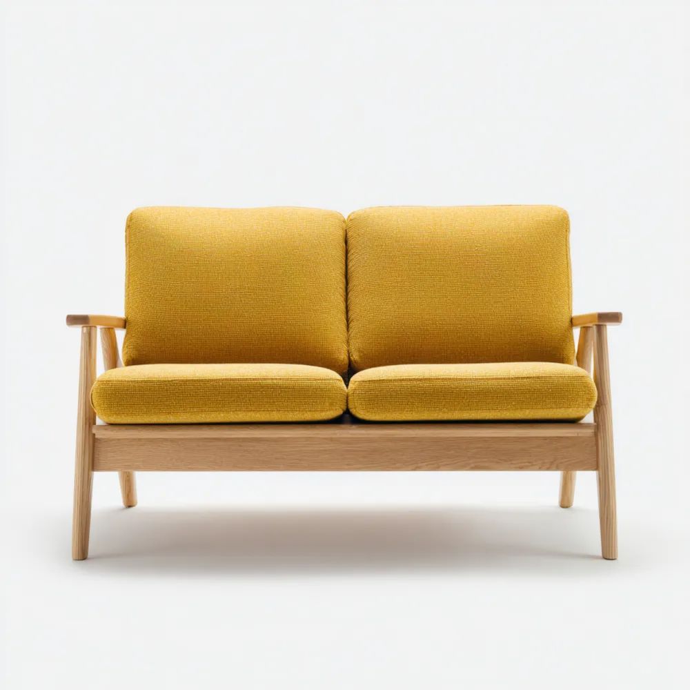 2-Sitzer-Sofa 140x80x85 cm Holzrahmen Stoffpolster – Gelb – Skandinavisches Design