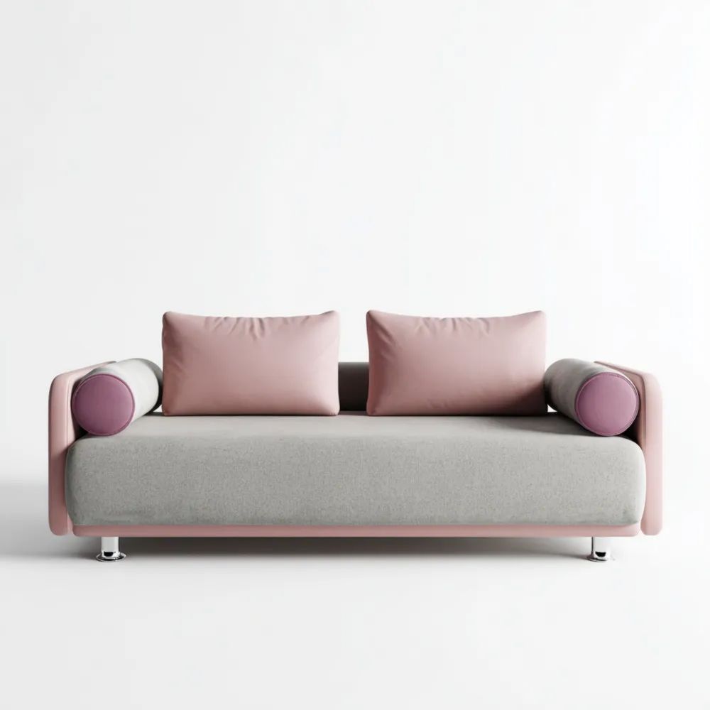 2-Sitzer-Sofa 180x85x75 cm – Stoffpolsterung – Grau/Rosa – Modernes Design
