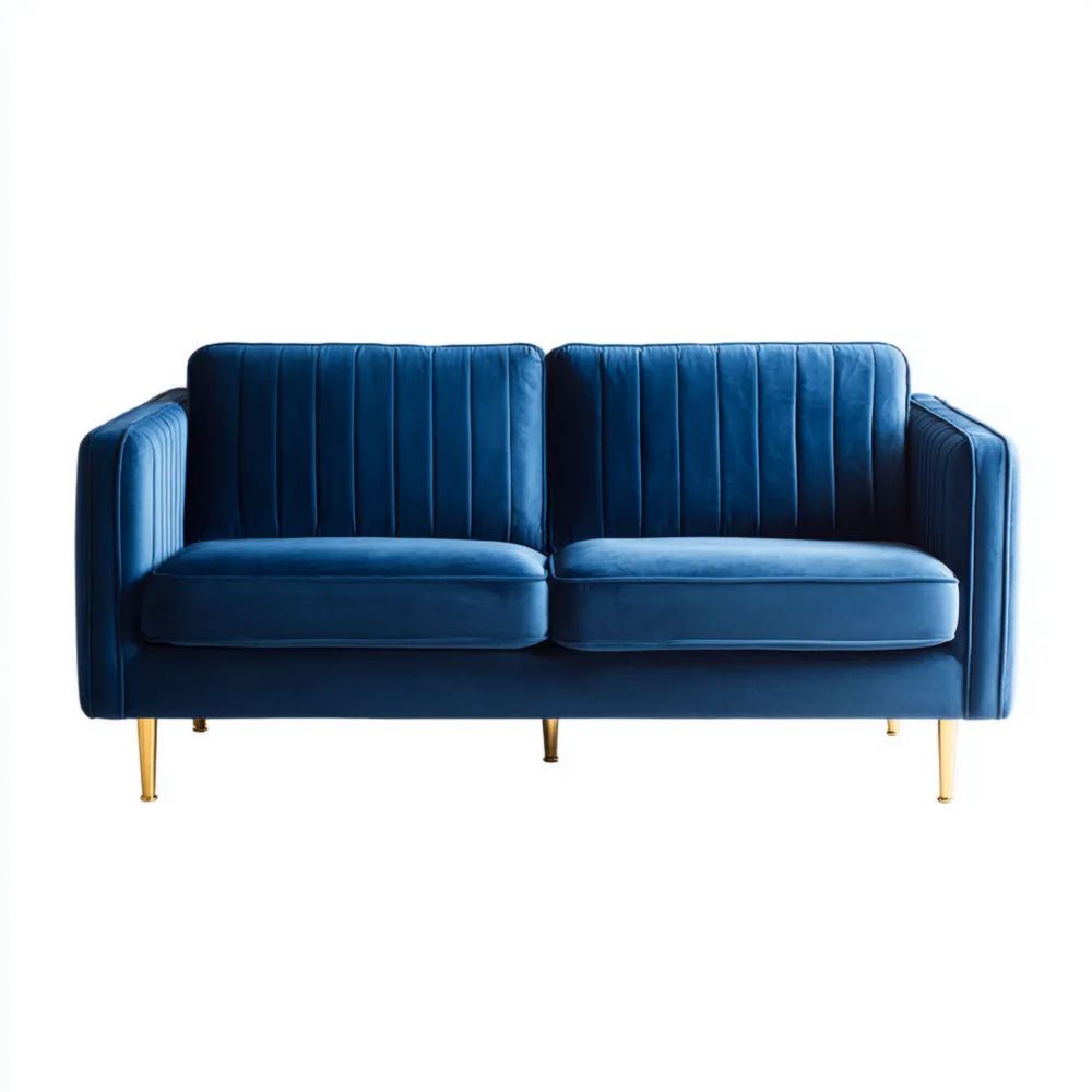2-Sitzer-Sofa Samt 150x85x80 cm - Blau - Modernes Design